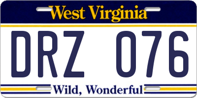 WV license plate DRZ076