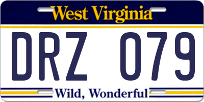 WV license plate DRZ079