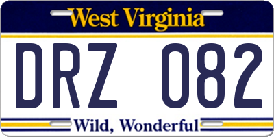 WV license plate DRZ082