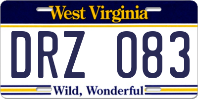 WV license plate DRZ083