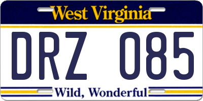WV license plate DRZ085
