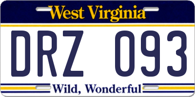WV license plate DRZ093