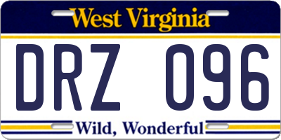 WV license plate DRZ096