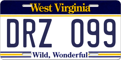 WV license plate DRZ099