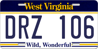WV license plate DRZ106