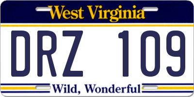 WV license plate DRZ109