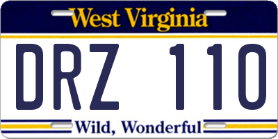 WV license plate DRZ110