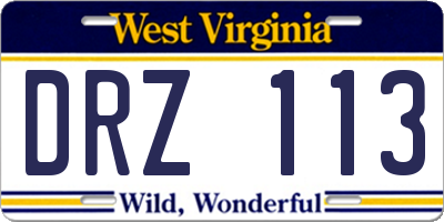 WV license plate DRZ113
