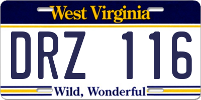 WV license plate DRZ116