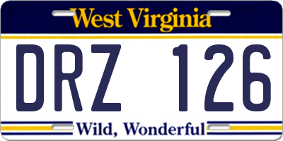 WV license plate DRZ126
