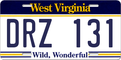 WV license plate DRZ131