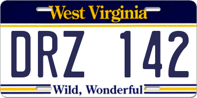 WV license plate DRZ142