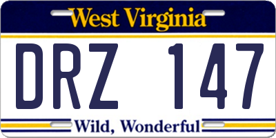 WV license plate DRZ147