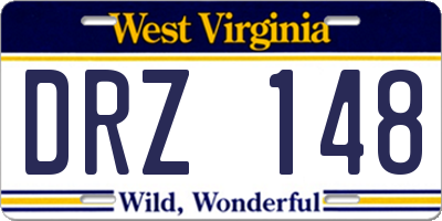 WV license plate DRZ148