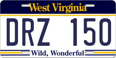 WV license plate DRZ150