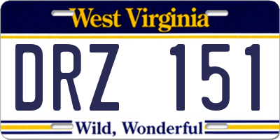 WV license plate DRZ151