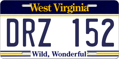 WV license plate DRZ152