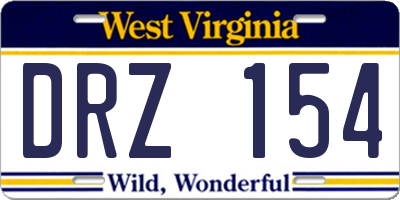WV license plate DRZ154