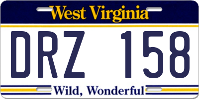 WV license plate DRZ158