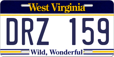 WV license plate DRZ159