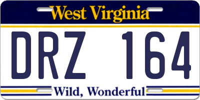 WV license plate DRZ164