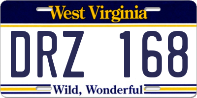 WV license plate DRZ168
