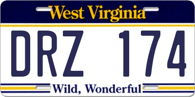 WV license plate DRZ174