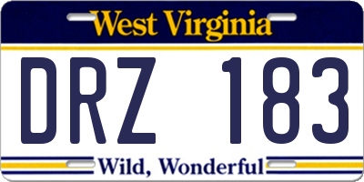 WV license plate DRZ183