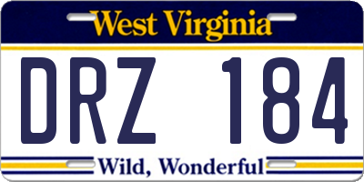 WV license plate DRZ184