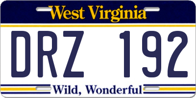 WV license plate DRZ192