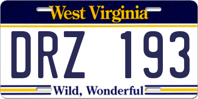 WV license plate DRZ193