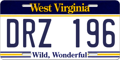 WV license plate DRZ196