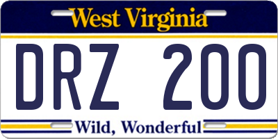 WV license plate DRZ200