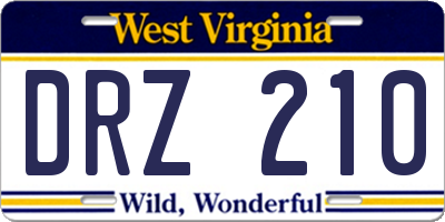 WV license plate DRZ210