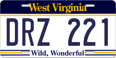 WV license plate DRZ221