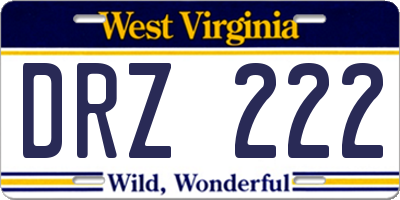 WV license plate DRZ222