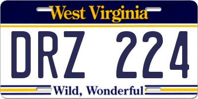 WV license plate DRZ224