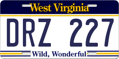 WV license plate DRZ227