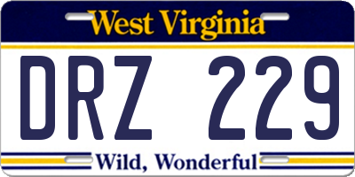 WV license plate DRZ229