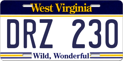 WV license plate DRZ230