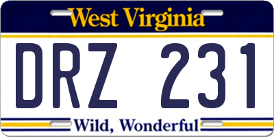 WV license plate DRZ231
