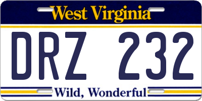 WV license plate DRZ232