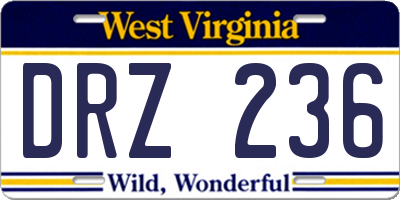 WV license plate DRZ236