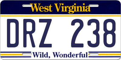 WV license plate DRZ238