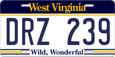 WV license plate DRZ239