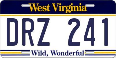WV license plate DRZ241