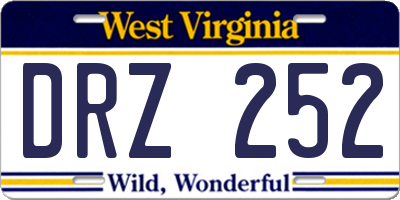 WV license plate DRZ252