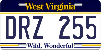 WV license plate DRZ255