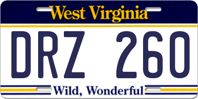 WV license plate DRZ260