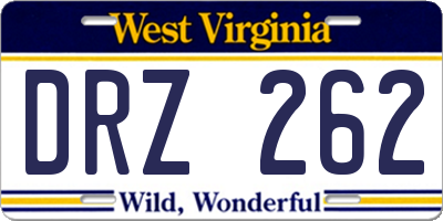 WV license plate DRZ262